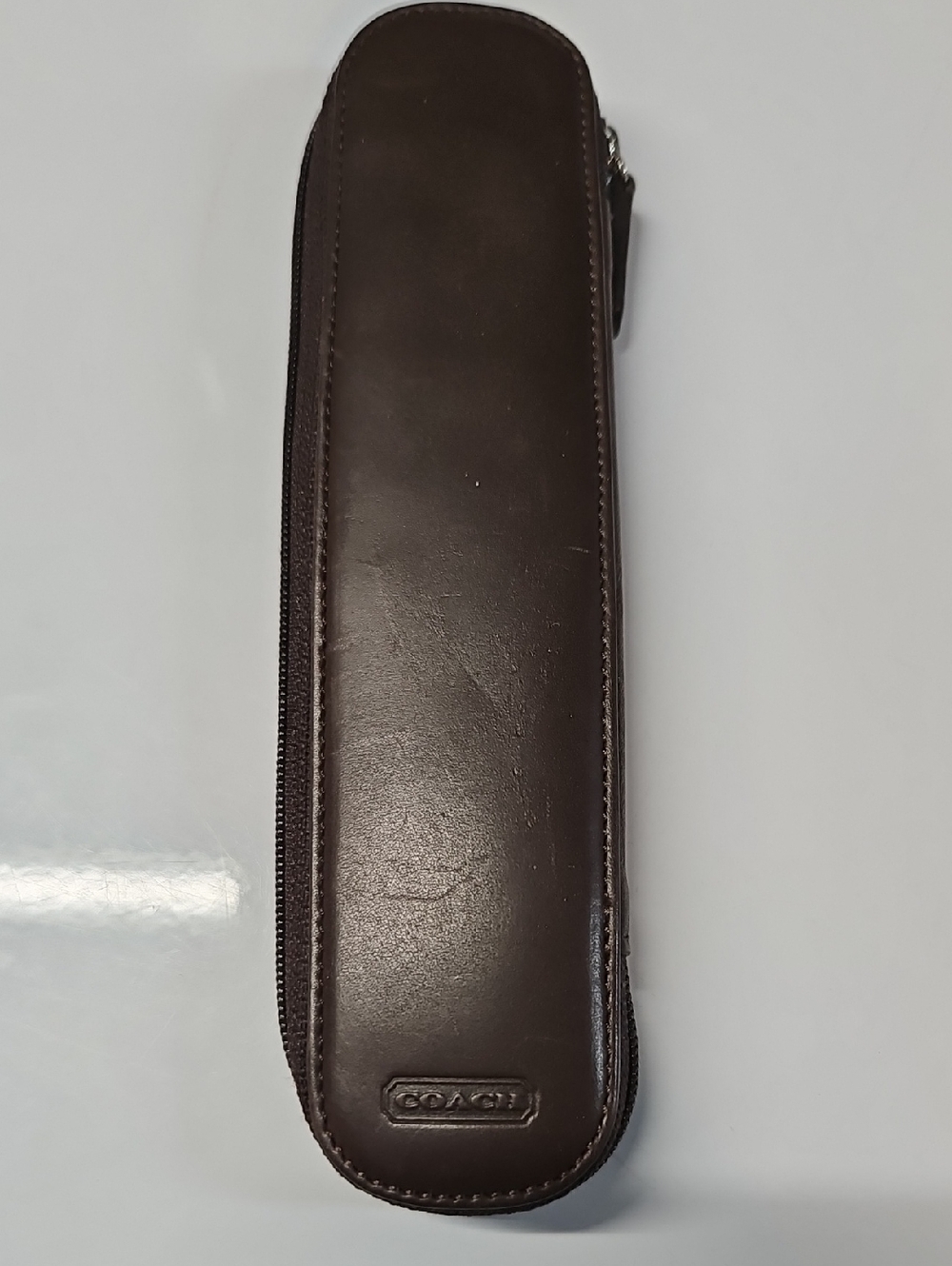 Coach  Brown Leather Zip Pen/ Pencil Case                    7 1/2" X 1 3/4"